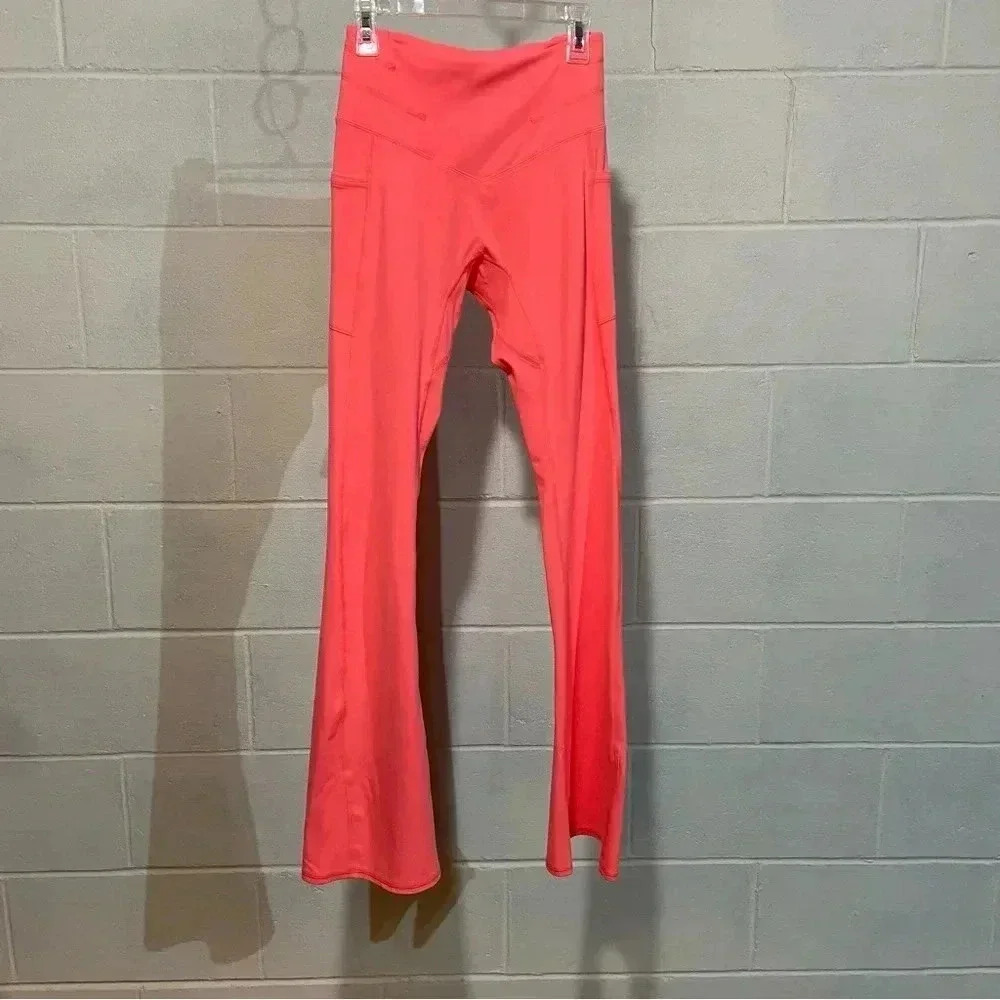 FP Movement by Free People Neon Coral Pink Flare Leggings Jumpsuit Set - Picture 10 of 13